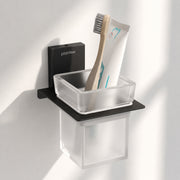 Plantex 304 Grade Stainless Steel Glass Tumbler Holder/Toothbrush Holder for Bathroom/Bathroom Accessories – Pack of 1 (Crystal, Black)