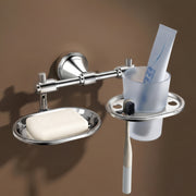 Plantex 304 Grade Stainless Steel Soap Dish with Tumbler Holder/2in1 Soap Dish with Toothbrush Holder/Soap Stand/Case/Bathroom Accessories - Pack of 1 (Niko, Chrome)