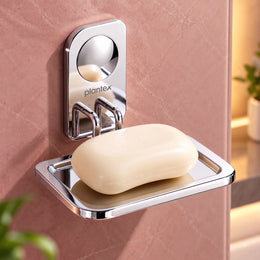 Plantex Stainless Steel Single Soap Holder for Bathroom/Soap Dish Holder Wall Mounted/Bathroom Accessories - Dream (Chrome)
