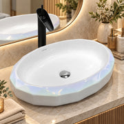 Plantex Table Top Wash Basin For Bathroom/Designer Ceramic Basin/Countertop Vessel Sink Basin - Indo-European Collection (24x 16 x 5 Inch)