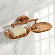 Plantex J4 Stainless Steel Double Soap Dish for Bathroom/Soap Holder for Bathroom/Wall Mounted Soap Holder/Bathroom Accessories (PVD Rose Gold Finish) Onix