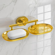 Plantex J4 Stainless Steel Double Soap Holder for Bathroom/Wall Mounted Soap Holder/Bathroom Accessories (PVD Gold Finish) Onix