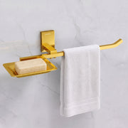 Plantex 304 Grade Stainless Steel Soap Dish with Napkin Ring/Soap Stand/Soap Holder/Napkin Holder/Towel Hanger for Bathroom/Bathroom Accessories - Pack of 1 (Crystal, PVD Gold)