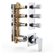 Plantex 3 Way Thermostatic Shower Diverter/Pure Brass Concealed & Exposed 3-Outlet Mixer Valve Body/Multi-Function Bathroom Diverter with Button Control - (Kubix Primium-2587)