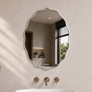 Plantex Frameless Oval Mirror for Wall/Mirror with Beveled Smooth Edges/Mirror for Bathroom/Dressing Room/Living Room/Bedroom/Entryway - (15 X 18 Inch)