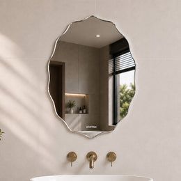 Plantex Frameless Oval Mirror for Wall/Mirror with Beveled Smooth Edges/Mirror for Bathroom/Dressing Room/Living Room/Bedroom/Entryway - (15 X 18 Inch)