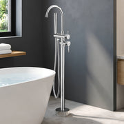 Plantex Pure Brass Free Standing Bathtub Faucet/Bath Tub Filler Faucet/Single Lever Basin Faucet with Handle Held Shower - (Chrome)