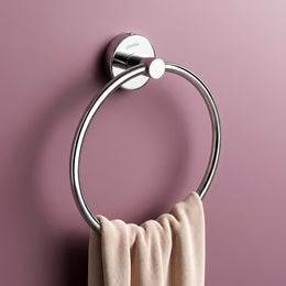 Plantex Stainless Steel Round Napkin Hanger for Bathroom/Towel Holder for Wash Basin/Napkin Holder/Bathroom Accessories - (Chrome) Pack of 1