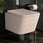 Plantex Ceramic Commode/Rimless Western Toilet/Wall Hung Commode with Soft Closing Toilet Seat Cover- P Trap - (LAS03, Khakhi)