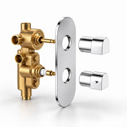 Plantex 3 Way Thermostatic Shower Diverter/Pure Brass Concealed & Exposed 3-Outlet Mixer Valve Body/Multi-Function Bathroom Diverter with Button Control - Chrome (TSP-095A)