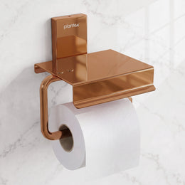 Plantex 304 Grade Stainless Steel Stylish and Durable Toilet Paper Stand/Bathroom Tissue Paper Holder with Mobile Stand/Bathroom Accessories (Crystal,PVD Rose Gold)