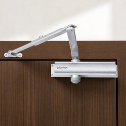 Plantex Heavy Duty Door Closer/Automatic Door Closer for Wooden Door/55 Kg Hydraulic Door Closer for Home/Office/Hotel/Wide 180 Degree Opening (ISO 9001 Certified) - Silver