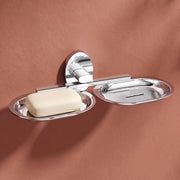 Plantex 304 Grade Stainless Steel Twin Soap Holder Stand for Bathroom and Wash Basin/Bathroom Accessories - Olive (Chrome)