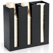 Plantex Metal Cup Holder/Paper Glass Dispenser Stand for Kitchen, Restaurant & Cafe/3 Column (Black)