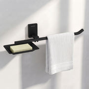 Plantex 304 Grade Stainless Steel Soap Dish with Napkin Ring/Soap Stand/Soap Holder/Napkin Holder/Towel Hanger for Bathroom/Bathroom Accessories - Pack of 1 (Crystal, Black)
