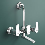 Plantex Wall Mixer for Bathroom 2 In 1 with L-Bend Provision for Overhead Shower/Mixer Tap for Bathroom with Water Saving Nozzle Tap- (Celesiya-1249)