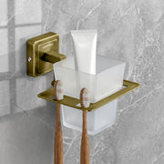 Plantex 304 Grade Stainless Steel Toothbrush Holder/Stand/ABS Toothpaste Stand/Tumbler Holder for Bathroom - Decan (Brass Antique)