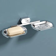 Plantex 304 Grade Stainless Steel Double Soap Dish for Bathroom/Soap Case/Soap Stand/Soap Holder/Bathroom Accessories - Pack of 1 (Delta - Chrome)