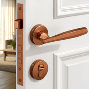 Plantex Door Handle Lock/Main Door Lock Set for Home/Mortise Lock Set with Brass Lock Body & Cylinder (7135, PVD-Choco)