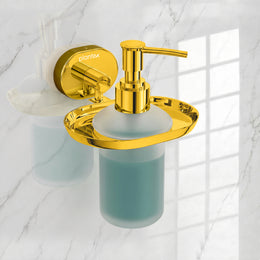 Plantex J4 Stainless Steel Liquid Soap Dispenser/Shampoo Dispenser for Wash Basin/Hand Wash Dispenser Wall Mounted/Bathroom Accessories (PVD Gold Finish) Onix