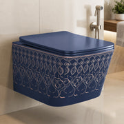 Plantex Ceramic Commode for Toilet/Rimless Washdown Western Toilet/P Trap Commode with Soft Closing Toilet Seat Cover - (LAS04, Blue)