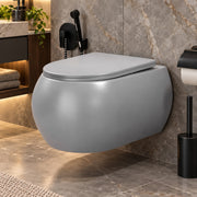 Plantex Imported Ceramic Wall Mounted Commode/Rimless Washdown Western Commode Toilet/Western Toilet with Soft Close Seat Cover - P Trap (Matt Grey)