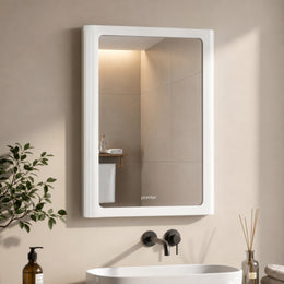 Plantex Mirror with Frame/Wall Mount Modern Mirror/Looking Glass with ABS Frame/Rectangle Mirror for Home/Bathroom & Living Room (18x14 Inch - White)