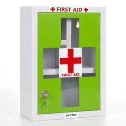 Plantex Metal Emergency First Aid Box for Home/Medical Kit Box for Medicine Storage with Multi Compartments for School, Office - Lockable (Green & White) Big Size, Wall Mount