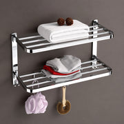 Plantex Double Towel Rack for Bathroom/24 Inch Dual Towel Holder/Towel Bar/Towel Henger/Bathroom Accessories - Pack of 1 (Chrome)