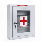 Plantex Metal First Aid Box/Emergency Medical Kit Box for Medicine Storage/Multi Compartment for Medicine Organizer First Aid Kit Box for Home, School, Office with Key Lock - (White)
