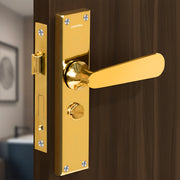 Plantex Stainless Steel Door Lock for Bathroom/Mortise 8inch Keyless Plate Handle Set for Home/Bathroom/Store Room/Balcony/Office - Pack of 1 (DTM-659, Gold)