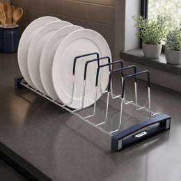 Plantex Stainless Steel Plate Rack for Kitchen Cabinets/Dish Rack Organizer for Kitchen/12-Slot Plate Stand/Tandem Box Accessories - (Size-6 inches, Slot- 12, Pack of 1)