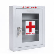 Plantex Metal First Aid Box/Emergency Medical Kit Box for Medicine Storage/Multi Compartment for Medicine Organizer First Aid Kit Box for Home, School, Office with Key Lock - (White)