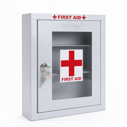 Plantex Metal First Aid Box/Emergency Medical Kit Box for Medicine Storage/Multi Compartment for Medicine Organizer First Aid Kit Box for Home, School, Office with Key Lock - (White)