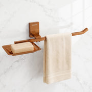 Plantex 304 Grade Stainless Steel Soap Dish with Napkin Ring/Soap Stand/Soap Holder/Napkin Holder/Towel Hanger for Bathroom/Bathroom Accessories - Pack of 1 (Crystal, PVD Rose Gold)