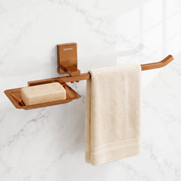 Plantex 304 Grade Stainless Steel Soap Dish with Napkin Ring/Soap Stand/Soap Holder/Napkin Holder/Towel Hanger for Bathroom/Bathroom Accessories - Pack of 1 (Crystal, PVD Rose Gold)
