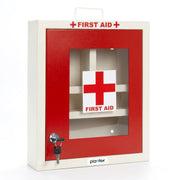 Plantex Metal Emergency First Aid Box for Home/School/Office with Key Lock/Medicine Boxes/First Aid Kit Box/Multi Compartment Medicine Organizer Box - (Red & Ivory)