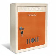Plantex Letter Box/GI Steel Complaint Box/Suggestion Box/Donation Box with Key Lock/Letter Box for Home/Office/Hotel Gate/Post Box (Orange & Ivory) - Wall Mount A4 Size