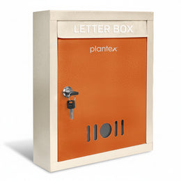 Plantex Letter Box/GI Steel Complaint Box/Suggestion Box/Donation Box with Key Lock/Letter Box for Home/Office/Hotel Gate/Post Box (Orange & Ivory) - Wall Mount A4 Size