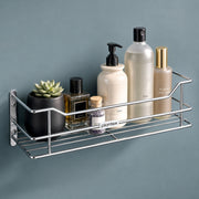 Plantex Wall Mounted Shelf for Bathroom/Stainless Steel Kitchen Shelf with Railings/Perfume Rack/Bathroom Accessories Holder (14 inch, Chrome)