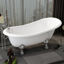 Plantex Freestanding Bathtub For Bathroom/Bath tub for Adults/Deep Soaker Bathtub with Overflow,Popup and Drain Pipe (BSM-404-White-1700mm)