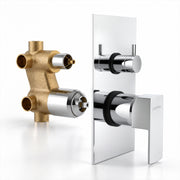 Plantex 4 Way Thermostatic Shower Jet Diverter with Single Lever High Flow Mixer/Pure Brass Concealed Body & Exposed Parts Kit/Outlet Bathroom Valve - Chrome (Kubix Premium-2586)