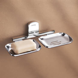 Plantex 304 Grade Stainless Steel Double Soap Holder for Bathroom/Soap Dish/Wall Mounted Soap Holder/Bathroom Accessories - Parv (Chrome)