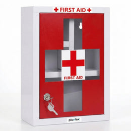 Plantex Metal Emergency First Aid Box for Home/Medical Boxes for Medicine Storage with Multi Compartments for School, Office - with Lock (Red & White) Big Size, Wall Mount