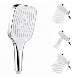 Plantex ABS Hand Shower for Bathroom/3 Mode Multifunctional Shower/Rectangle Hand Shower Without Hose Pipe for Home/Hotel - (Chrome & White, H510)