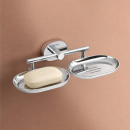 Plantex J4 Stainless Steel Double Soap Dish for Bathroom/Soap Holder for Bathroom/Wall Mounted Soap Holder/Bathroom Accessories (Chrome Finish) Onix