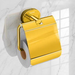 Plantex J4 Stainless Steel Toilet Paper Holder for Bathroom/Tissue Holder for Washroom/Toilet roll Holder for Wall Mounted/Bathroom Accessories (PVD Gold Finish) Onix