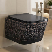 Plantex Ceramic Wall Hung Commode/Rimless Washdown Western Commode/P Trap Western Toilet with Soft Close  Seat Cover - (Matt Black)