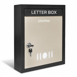 Plantex Letter Box/GI Steel Post Box/Suggestion Box/Donation Box with Key Lock/Letter Box for Home/Office/Hotel Gate/Complaint Box (Black & Ivory) - Wall Mount A4 Size