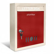 Plantex Wall Mount A4 Size Letter Box - Mail Box/Letter Box for Home gate with Key Lock (Red & Ivory)